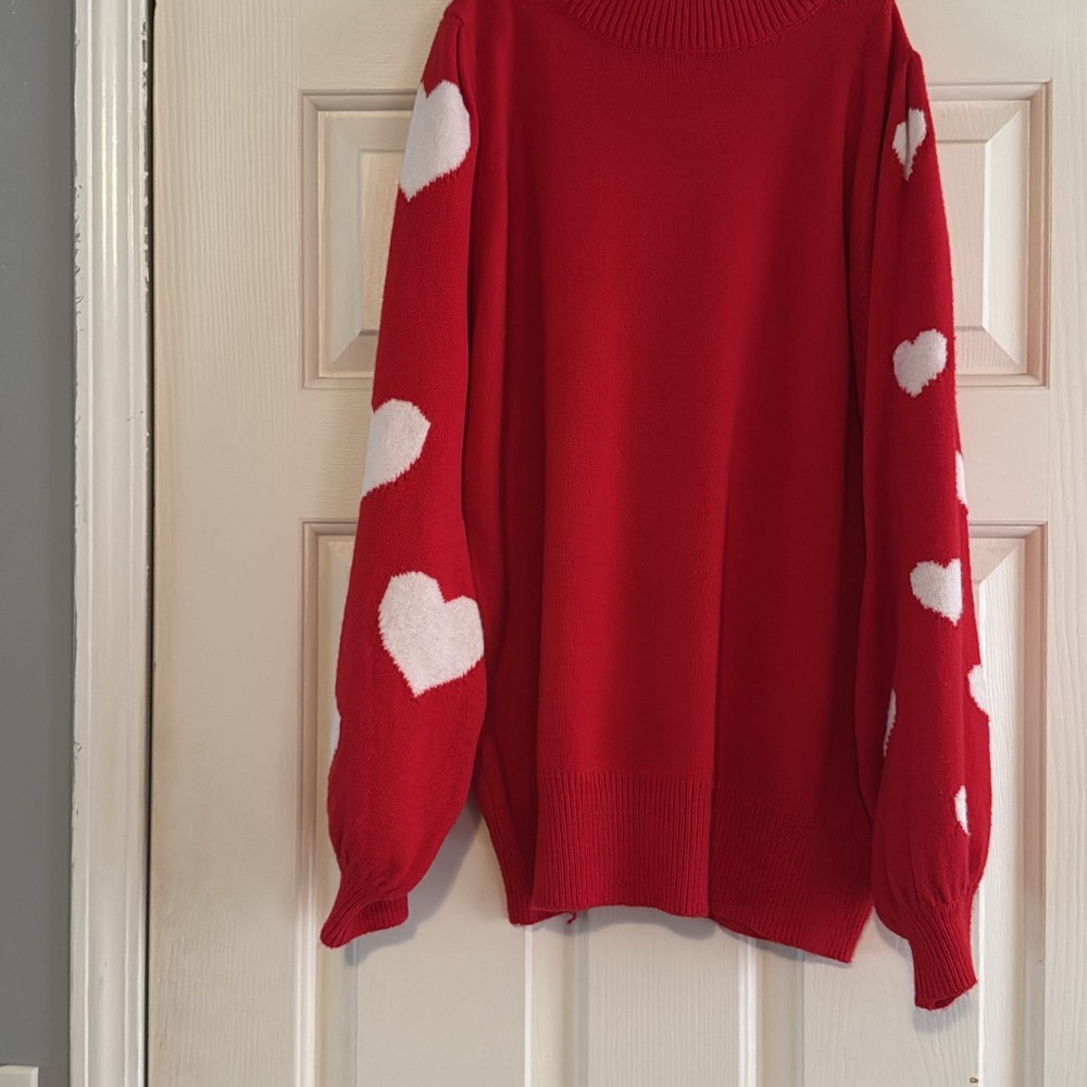 Red Heart Pattern Sweater